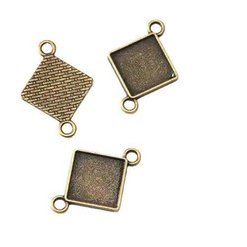 Conector de liga de zinco, Rhombus, banhado cor bronze antigo, DIY & laço de 1/1, 23x32mm, 60PCs/Bag, vendido por Bag