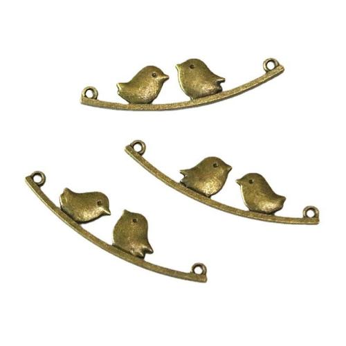 Conector de liga de zinco animal, Pássaro, banhado cor bronze antigo, DIY & laço de 1/1, 46.30x11.50mm, 100PCs/Bag, vendido por Bag