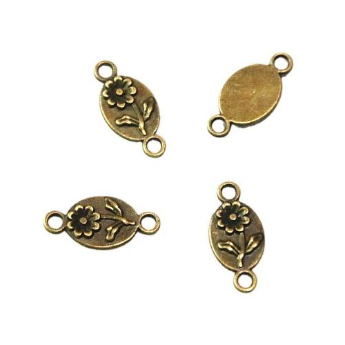 Fleur Zinc Alloy connecteur, alliage de zinc, la couleur plaquée laiton antique, DIY & boucle de 1/1, 31.60x7.40mm, 100PC/sac, Vendu par sac