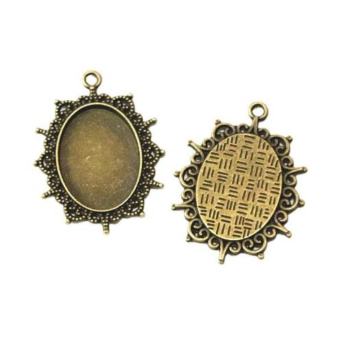 Liga de zinco Pendant Cabochon Ambiente, banhado cor bronze antigo, DIY, 25x18mm, 50PCs/Bag, vendido por Bag