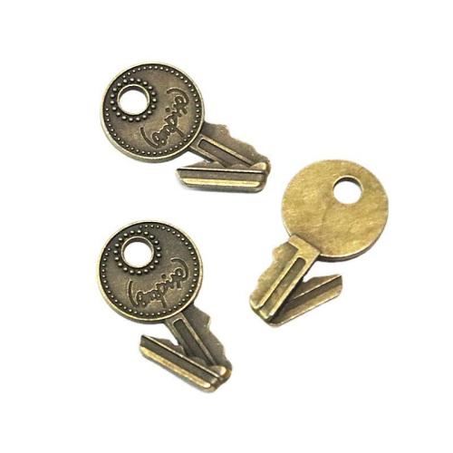 Zinc Alloy Key riipukset, Sinkkiseos, Avain, antiikki messinki väri päällystetty, tee-se-itse, 21x37mm, 40PC/laukku, Myymät laukku