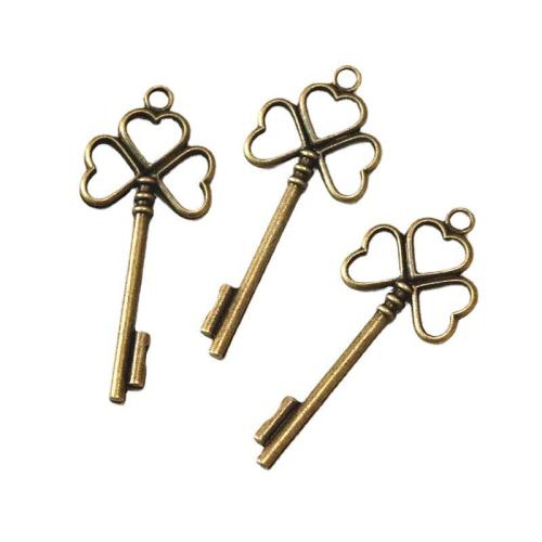 Zinc Alloy Key riipukset, Sinkkiseos, Avain, antiikki messinki väri päällystetty, tee-se-itse, 56x22mm, 40PC/laukku, Myymät laukku