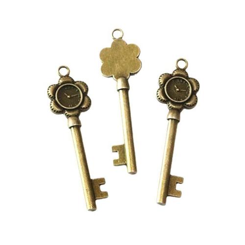 Zinc Alloy Key Pendants antique brass color plated DIY Sold By Bag