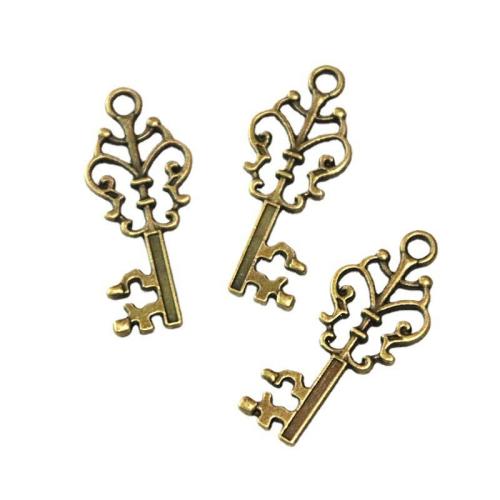 Zinc Alloy Key Pendants antique brass color plated DIY Sold By Bag