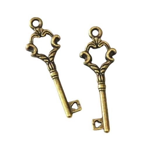 Zinc Alloy Key Pendants antique brass color plated DIY Sold By Bag