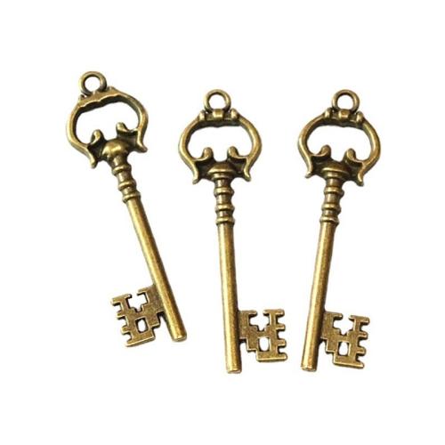 Zinc Alloy Key Pendants antique brass color plated DIY Sold By Bag