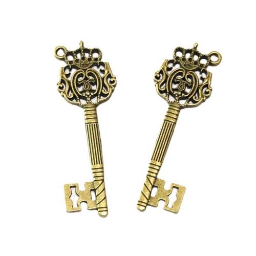 Zinc Alloy Key riipukset, Sinkkiseos, Avain, antiikki messinki väri päällystetty, tee-se-itse, 70x23mm, 30PC/laukku, Myymät laukku