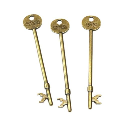 Zinc Alloy Key Pendants antique brass color plated DIY Sold By Bag