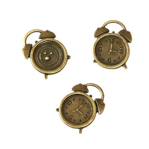 Pendentifs en alliage de zinc, horloge, la couleur plaquée laiton antique, DIY, 17.50x13.50mm, 100PC/sac, Vendu par sac