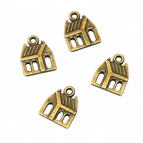 Pendentifs en alliage de zinc, maison, la couleur plaquée laiton antique, DIY, 16x13mm, 50PC/sac, Vendu par sac