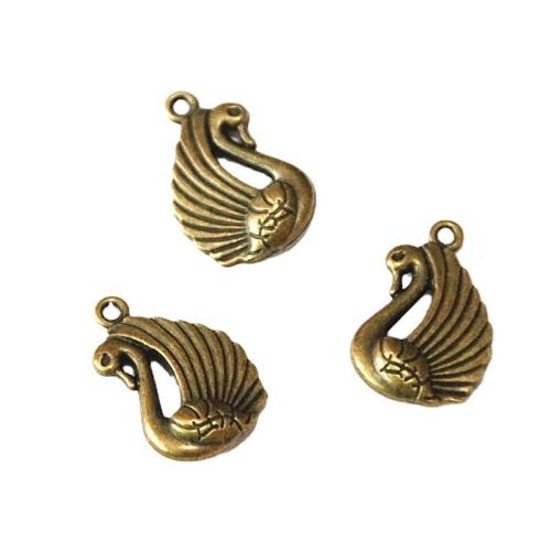 Zinc Alloy Animal Pendants Swan antique brass color plated DIY Sold By Bag