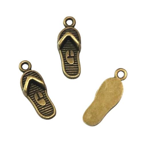 Zinc Alloy Shoes Pendants Slipper antique brass color plated DIY Sold By Bag