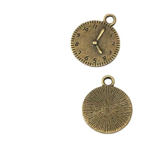 Zinc Alloy Pendants Clock antique brass color plated DIY Sold By Bag