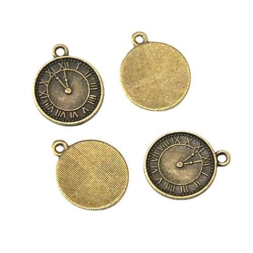 Zinc Alloy Pendants Clock antique brass color plated DIY Sold By Bag