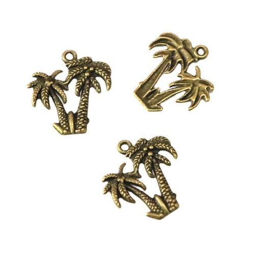 Zink-Aluminium-Anhänger, Zinklegierung, Palm Tree, Messing antik Farbe überzogen, DIY, 20x20mm, 100PCs/Tasche, verkauft von Tasche