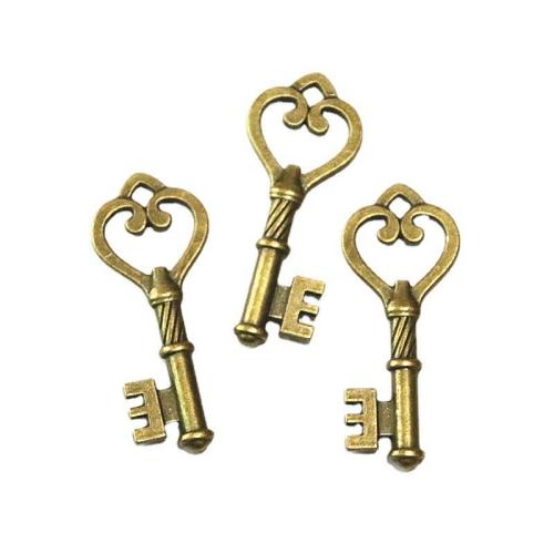 Zinc Alloy Key Pendants antique brass color plated DIY Sold By Bag