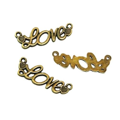 Letter Zinc Alloy Connector Alphabet Letter antique brass color plated DIY & 1/1 loop Sold By Bag