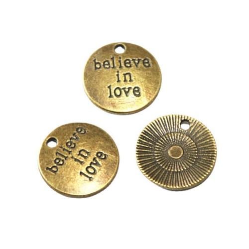 Zinc Alloy Pendants Round antique brass color plated DIY 19.70mm Sold By Bag