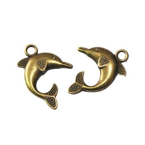 Zinklegering Animal Hangers, Zinc Alloy, Zeepaardje, antiek messing plated, DIY, 31x25mm, 30pC's/Bag, Verkocht door Bag