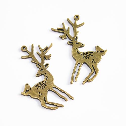 Zinc Alloy Animal Pendants Deer antique brass color plated DIY Sold By Bag