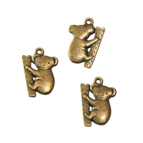 Zinklegering Animal Hangers, Zinc Alloy, Koala, antiek messing plated, DIY, 19.50x14.10mm, 60pC's/Bag, Verkocht door Bag