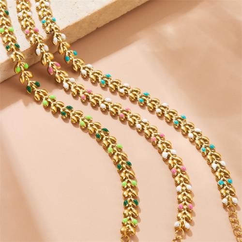 Stainless Steel Jewelry Bracelet 304 Stainless Steel with 4cm extender chain fashion jewelry & for woman & enamel golden Sold Per Approx 16 cm Strand