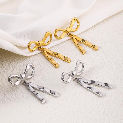 Stainless Steel Drop Earring 304 Stainless Steel Bowknot fashion jewelry & for woman Sold By Pair