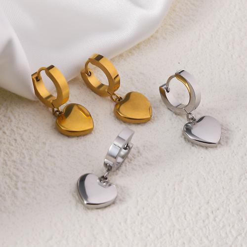 Huggie Hoop Drop Earring 304 Stainless Steel Heart fashion jewelry & for woman 12mm Sold By Pair