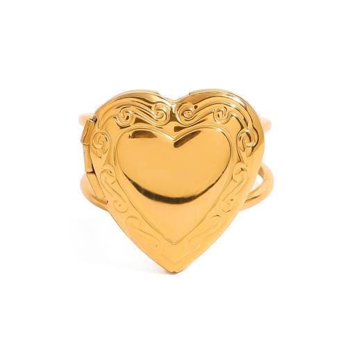 Stainless Steel Finger Ring 304 Stainless Steel Heart 18K gold plated fashion jewelry & for woman golden Sold By PC