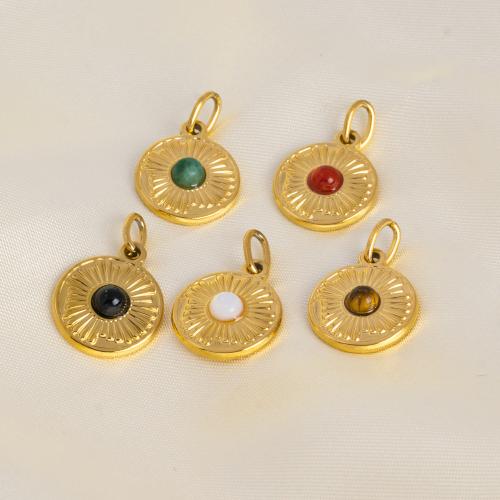 Stainless Steel Pendants 304 Stainless Steel with Gemstone Vacuum Ion Plating DIY Sold By PC