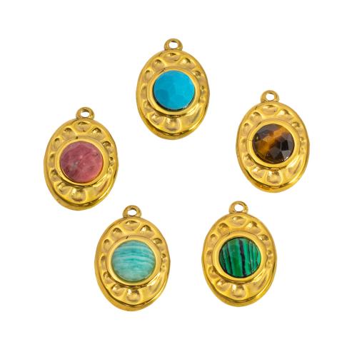 Stainless Steel Pendants 304 Stainless Steel with Gemstone Vacuum Ion Plating DIY Sold By PC