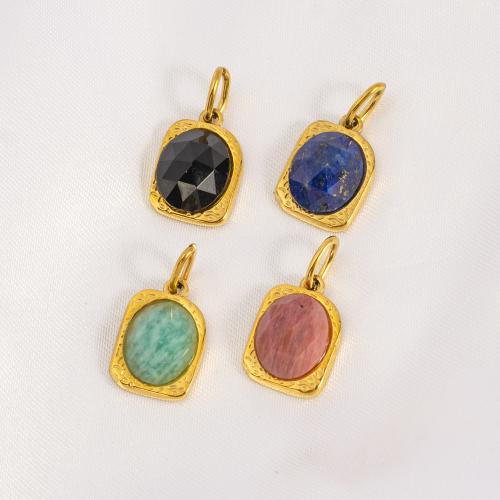 Stainless Steel Pendants 304 Stainless Steel with Gemstone Vacuum Ion Plating DIY Sold By PC