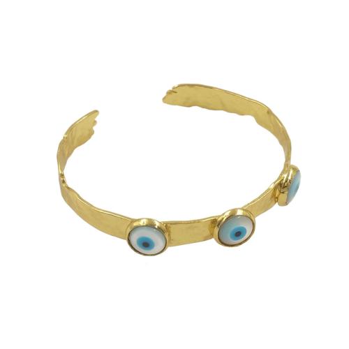 Evil Eye Jewelry Bracelet Brass with Shell gold color plated Adjustable & fashion jewelry & for woman nickel lead & cadmium free Inner Approx 56mm Sold By PC