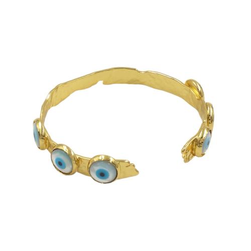 Evil Eye Jewelry Bracelet Brass with Shell gold color plated Adjustable & fashion jewelry & for woman nickel lead & cadmium free Inner Approx 56mm Sold By PC