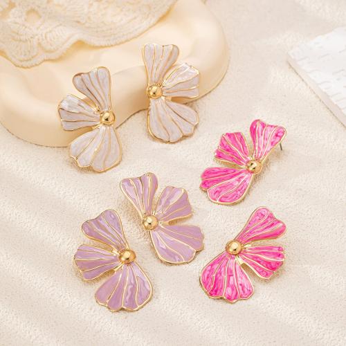 Zinc Alloy Stud Earring petals plated for woman & enamel Sold By Pair