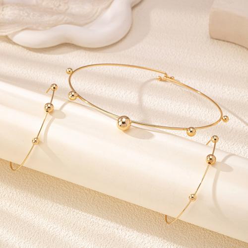 Zinc Alloy Jewelry Sets collar & wrist wreath plated three pieces & for woman gold Sold By Set