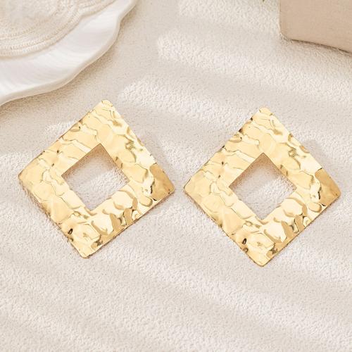 Zinc Alloy Stud Earring Rhombus plated for woman gold Sold By Pair