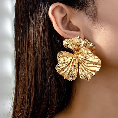 Lo zinco in lega Stud Earring, lega in zinco, Petali, placcato, per la donna, oro, Venduto da coppia