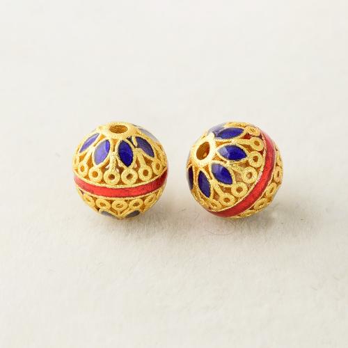 Brass Jewelry Beads DIY & enamel golden 7.80mm Approx 1.3mm Sold By PC