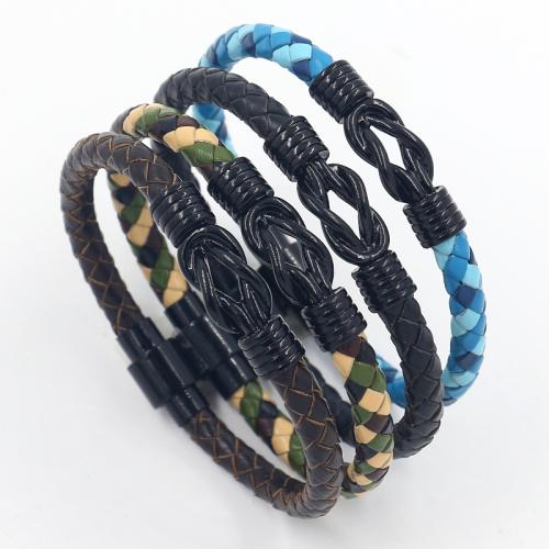 cuir de peau de vache bracelet, avec alliage de zinc, le style de punk & unisexe, plus de couleurs à choisir, Longueur Environ 21 cm, Vendu par PC