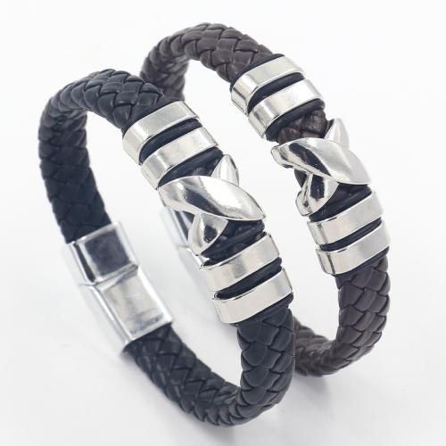 Microfibre PU bracelet, avec alliage de zinc, Lettre X, le style de punk & unisexe, plus de couleurs à choisir, Longueur Environ 21.5 cm, Vendu par PC