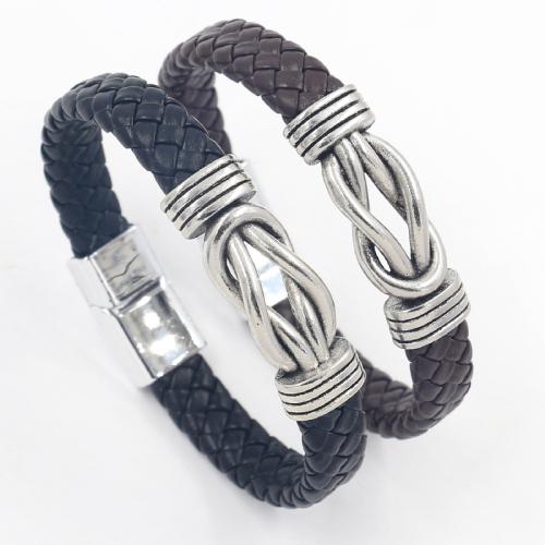 PU Bracelet, le Sinc Alloy, stíl Punc & unisex, dathanna níos mó le haghaidh rogha, Fad Thart 21.5 cm, Díolta De réir PC