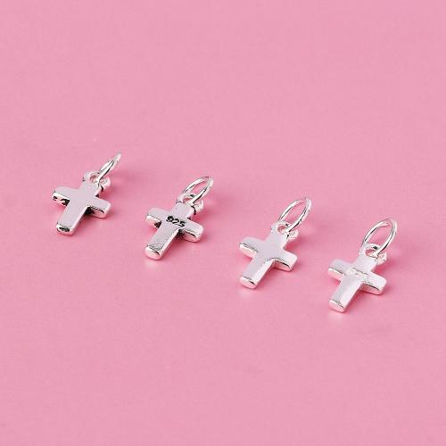 925 Sterling Silver hänge, Cross, DIY, fler färger för val, 9.70x5.50x1mm, Hål:Ca 3.1mm, Säljs av PC