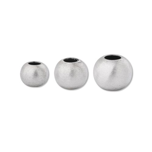 Spacer Beads Jewelry 925 Sterling Silver Round frosted vintage & DIY Sold By PC