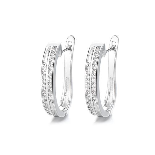 Terningformet Zirkon Micro Pave Messing Øreringe, mode smykker & Micro Pave cubic zirconia & for kvinde, sølv, 22x4mm, Solgt af par