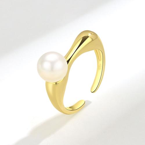 Mässing Finger Ring, med Plast Pearl, mode smycken & olika stilar för val & för kvinna, Säljs av PC