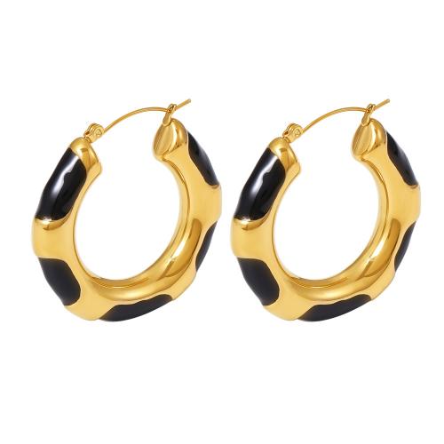 Stainless Steel Lever Terug Earring, 304 roestvrij staal, mode sieraden & voor vrouw & glazuur, gouden, 40x40mm, Verkocht door pair