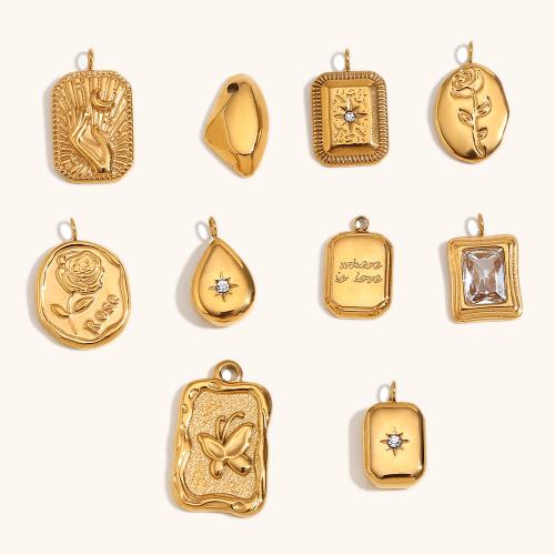 Stainless Steel Pendants 304 Stainless Steel 18K gold plated golden Sold By PC