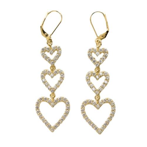 Terningformet Zirkon Micro Pave Messing Øreringe, Heart, mode smykker & Micro Pave cubic zirconia & for kvinde, 12.50x32mm, Solgt af par