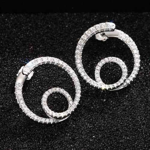 Terningformet Zirkon Micro Pave Messing Øreringe, mode smykker & Micro Pave cubic zirconia & for kvinde, 20mm, Solgt af par